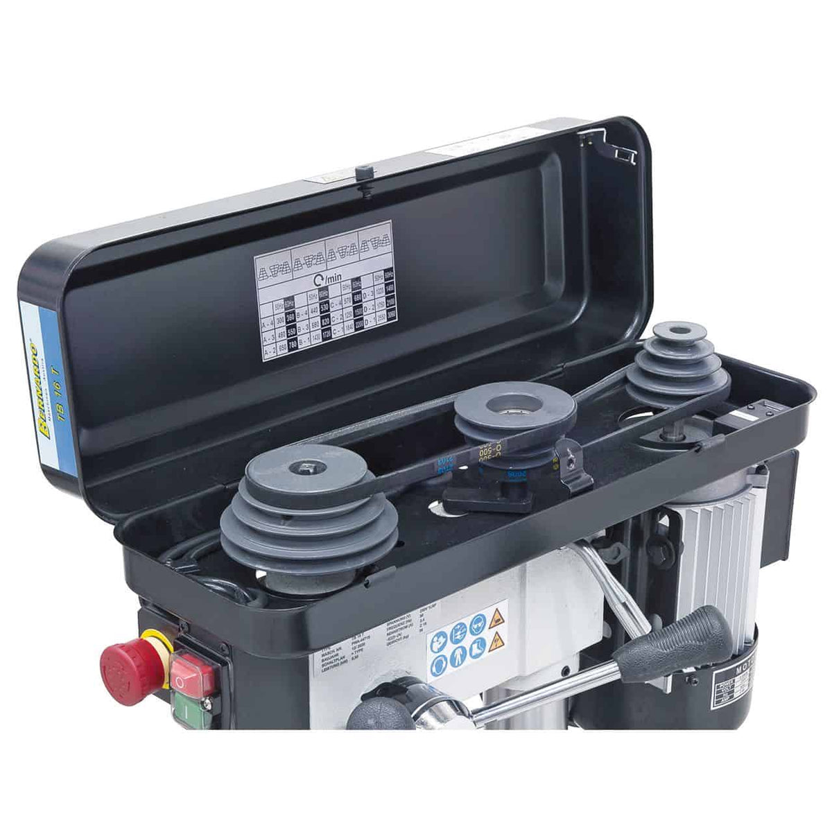 Bernardo TB 16 T / 230 V Entry Level Bench Drill – drilling Ø 16 mm, MT 2 taper, 12 speeds 300-2,550 rpm, 0.55 kW 230V motor, weight 36 kg