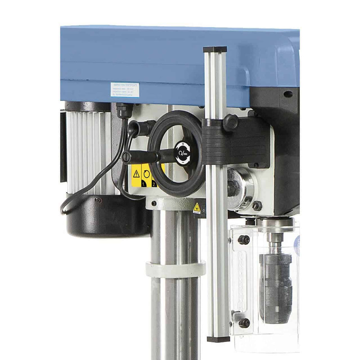 Bernardo Pillar Drill SBM 20 Vario / 400 V with Vario Speed and Laser – drilling Ø 20 mm, MT 2 taper, continuous speed 400-1,950 rpm, spindle-to-table distance 690 mm, 0.90 kW 400V three-phase motor, R/L rotation, weight 68 kg