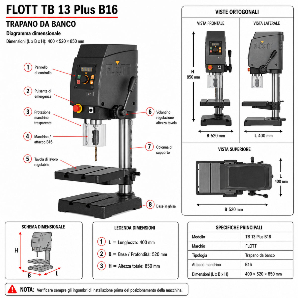 Bench Drill Flott TB 13 Plus B16