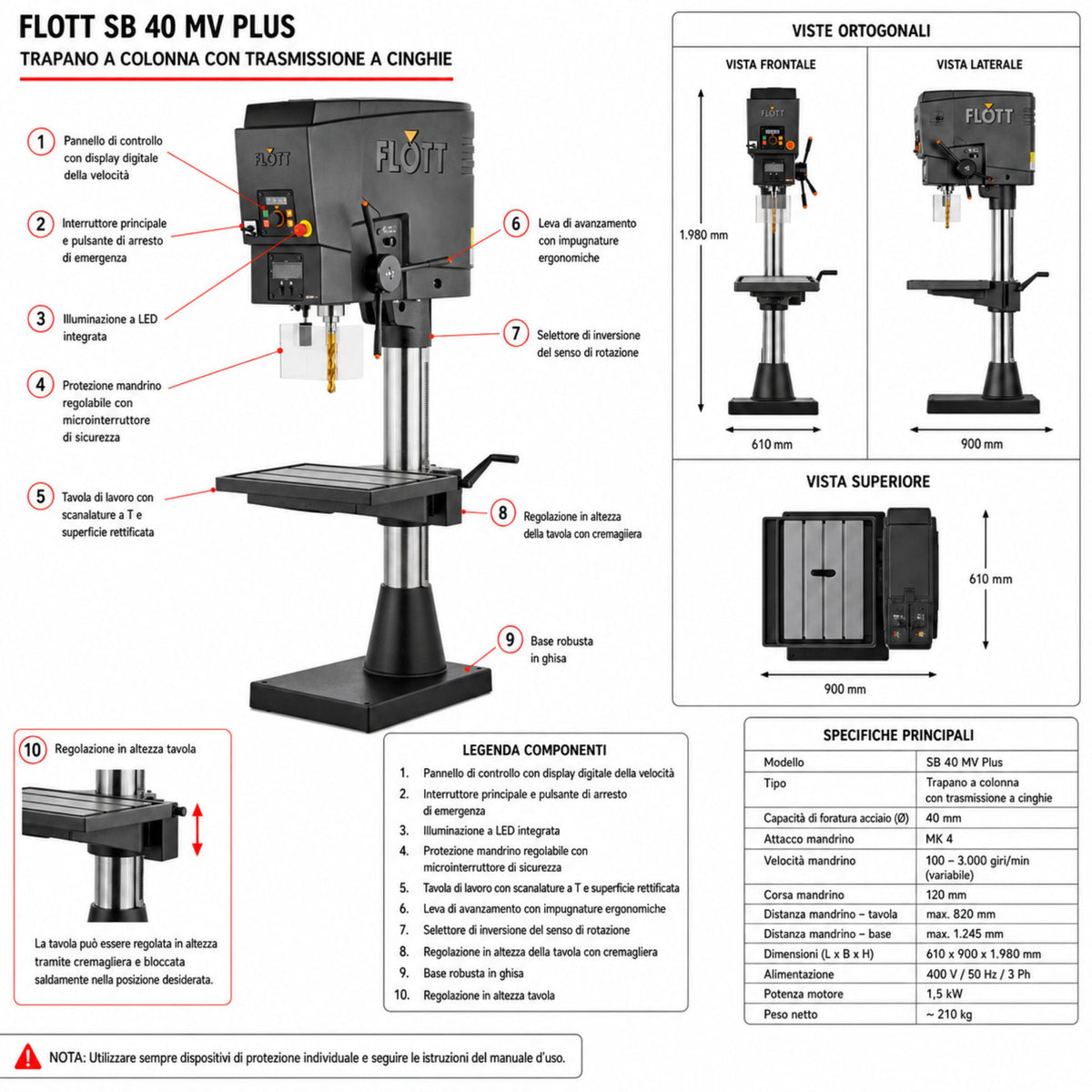 Flott SB 40 MV Plus Pedestal Drill