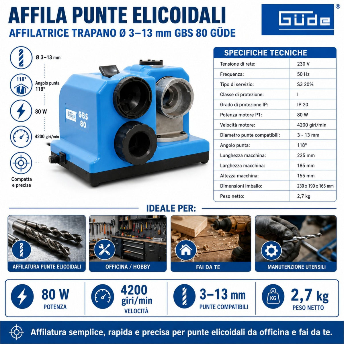 Güde GBS 80 Drill Bit Sharpener
