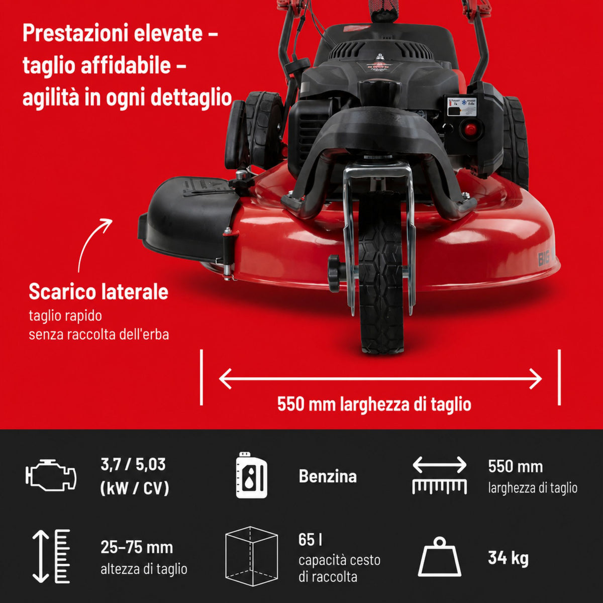 Güde Three-Wheel Lawn Mower BIG WHEELER 554.2 R