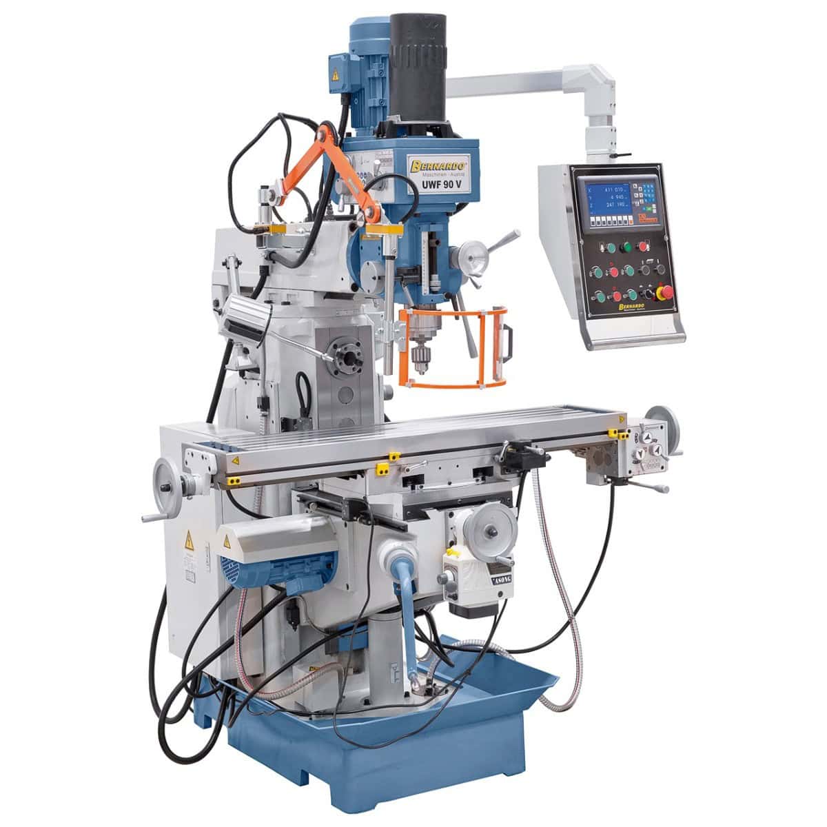 Bernardo UWF 90 V Universal Milling Machine with pneumatic clamping DIN 2080 – ISO 40, double spindle, table 1,270×280 mm, 3-axis DRO