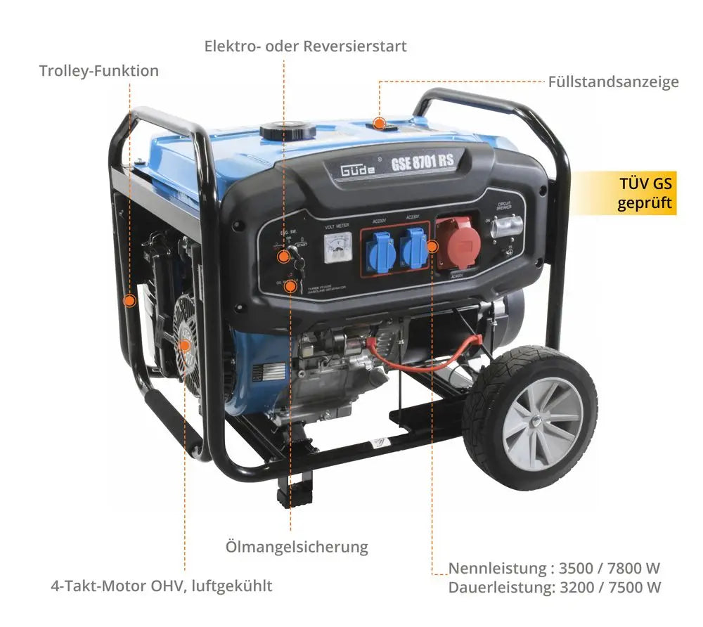 Güde GSE 8701 RS Generator - 7.8 kW 400 V
