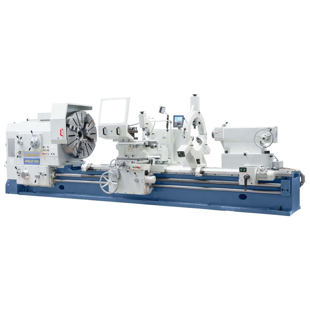 Heavy-duty parallel lathe Bernardo Apollo 2000 x 5000 – distance between centers 5000 mm, diameter 2000 mm, motor 22-30 kW, MT 7, weight 30,000 kg, 3-axis DRO included