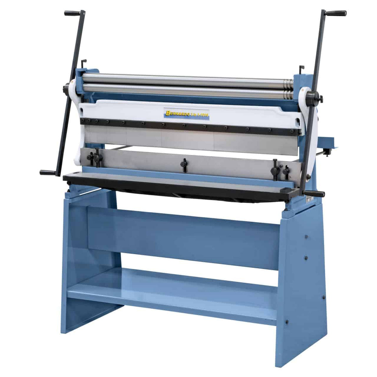 Macchina Bernardo 3 in 1 - 1016 mm per taglio, piegatura e calandratura di lamiere fino a 1 mm, ideale per officine e carpenterie.