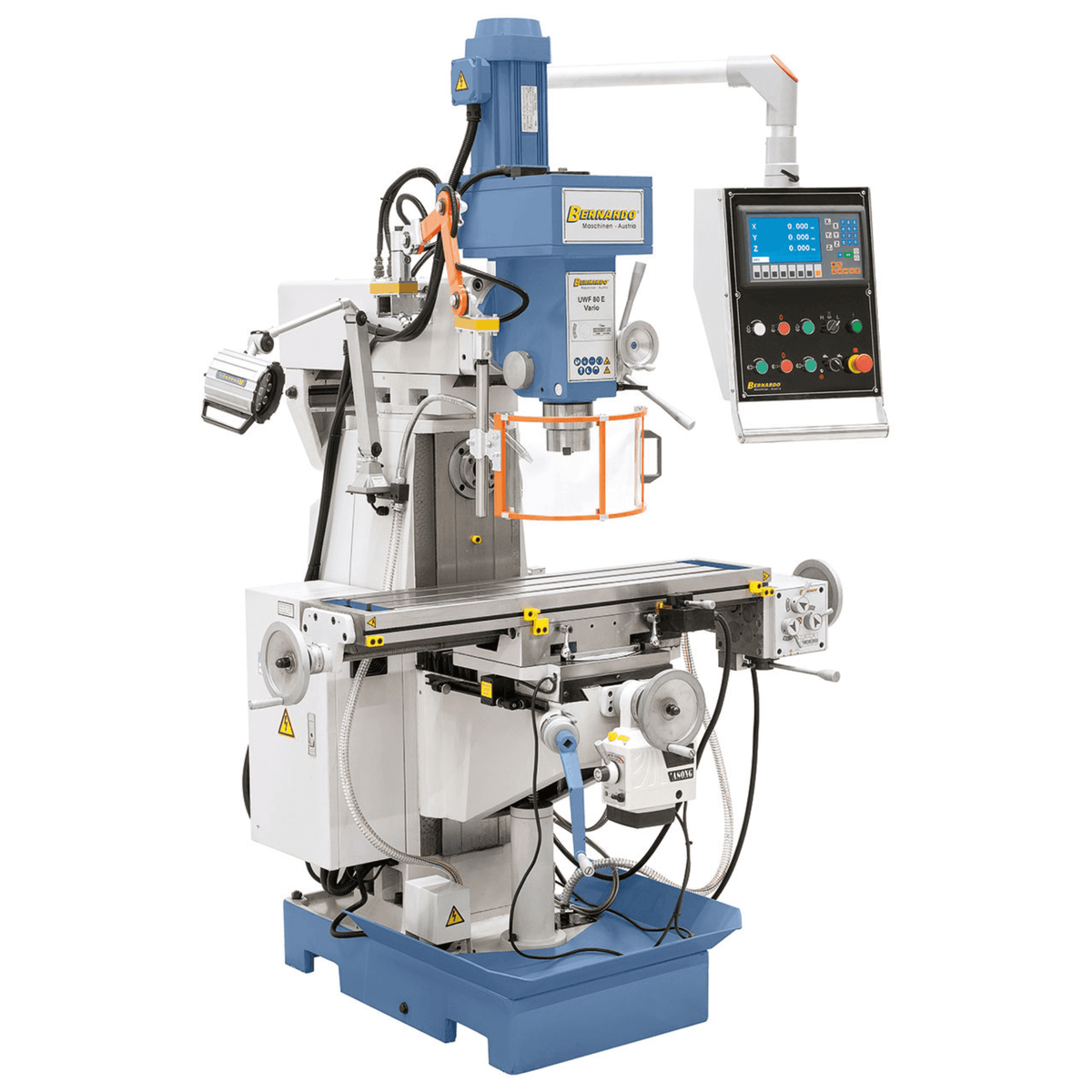 Fresatrice universale Bernardo UWF 80 E Vario con tavola 1000 x 240 mm, inverter Delta-Frequency, DRO 3 assi e avanzamenti automatici.