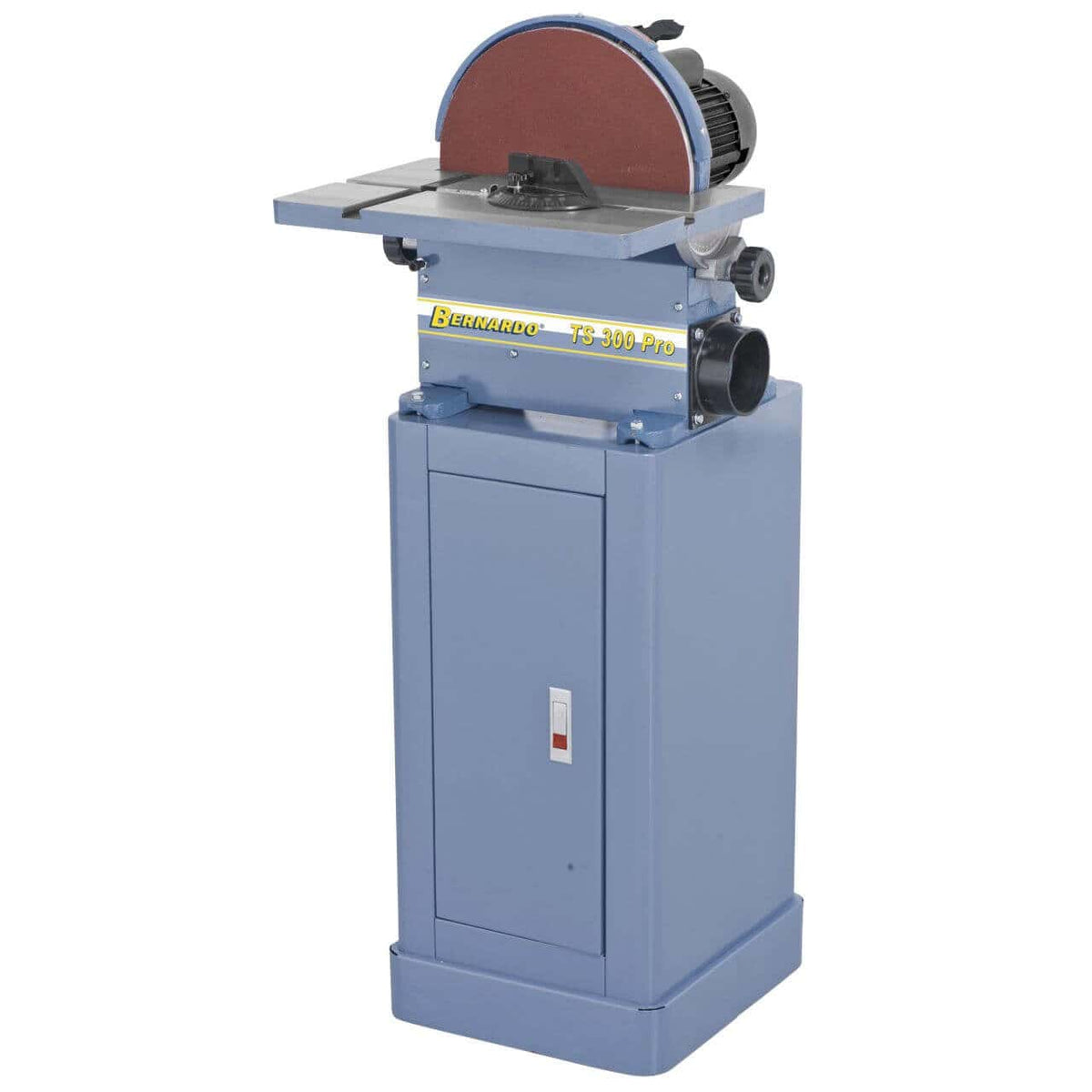 Smerigliatrice a piastra Bernardo TS 300 Pro con disco Ø 300 mm, tavolo inclinabile -15°/+45° in ghisa e attacco aspirazione Ø 100 mm.
