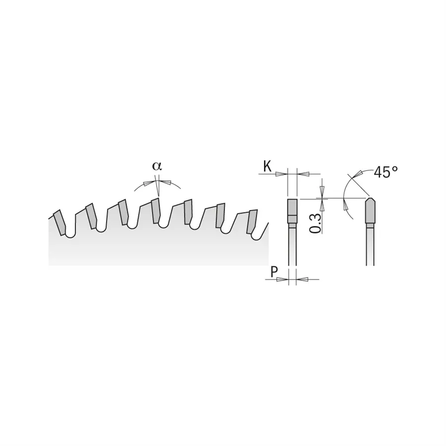 CMT saw blade for laminated panels, non-ferrous metals, plastics