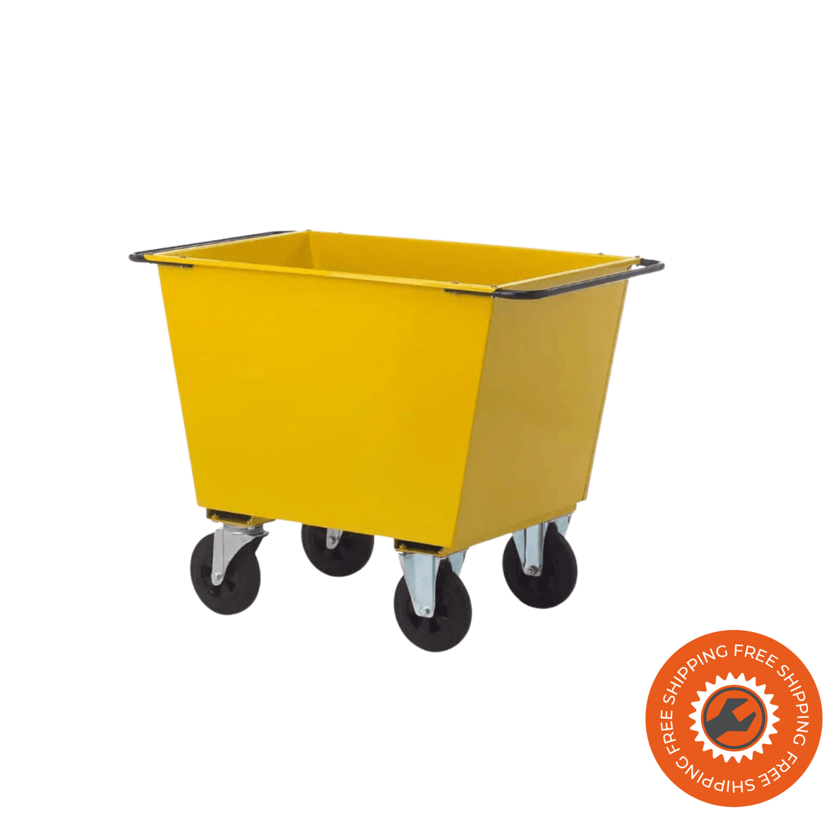 Carrello agricolo Ravendo FW 200-4M con struttura in acciaio verniciato, ruote piene in gomma e capacità da 200 litri.