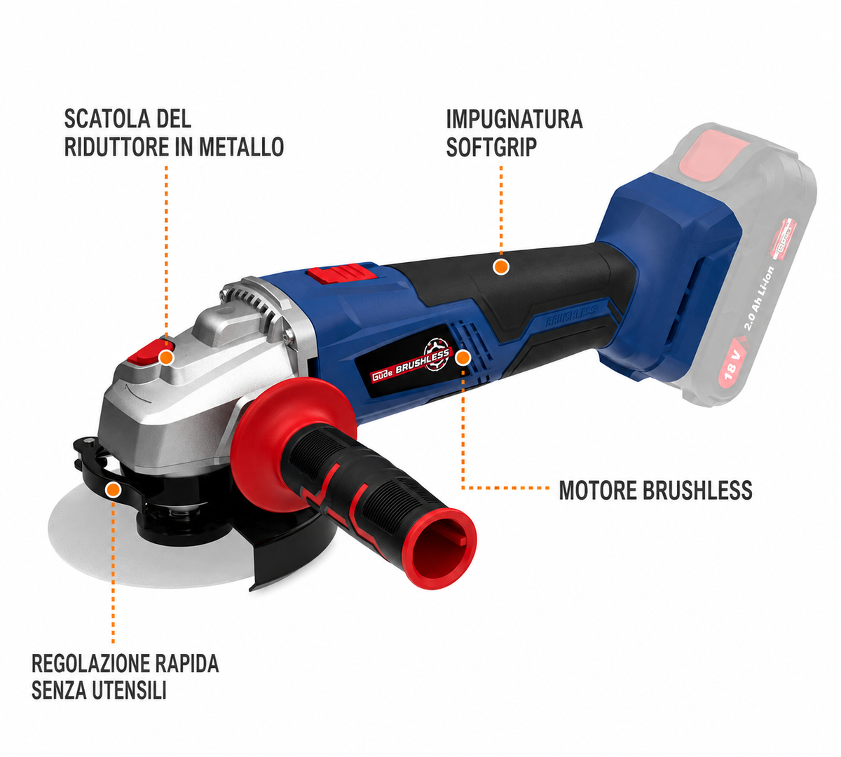 Guede WS 18-0 BL Cordless Angle Grinder