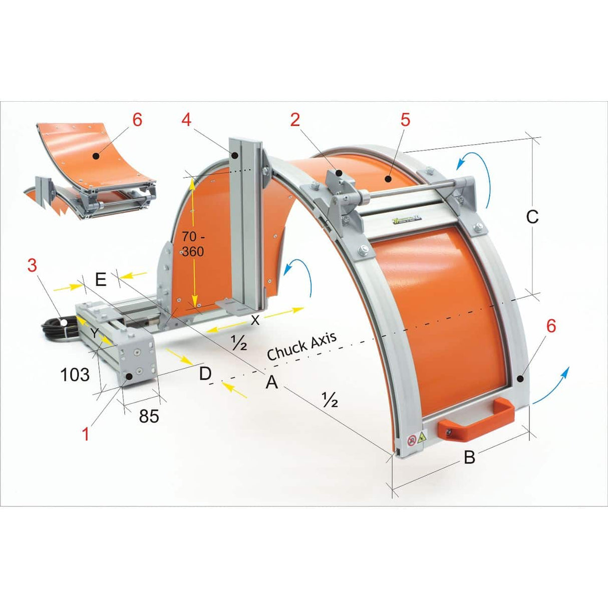 Protection devices for PTO 04/080 lathes