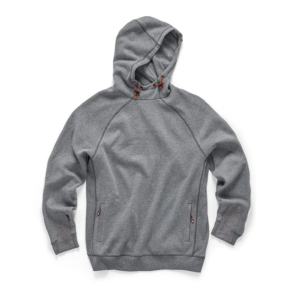 Felpa da lavoro Scruffs grigio grafite in caldo pile, con cappuccio regolabile e polsini rinforzati Abratect®, ideale per lavorare al caldo in inverno.