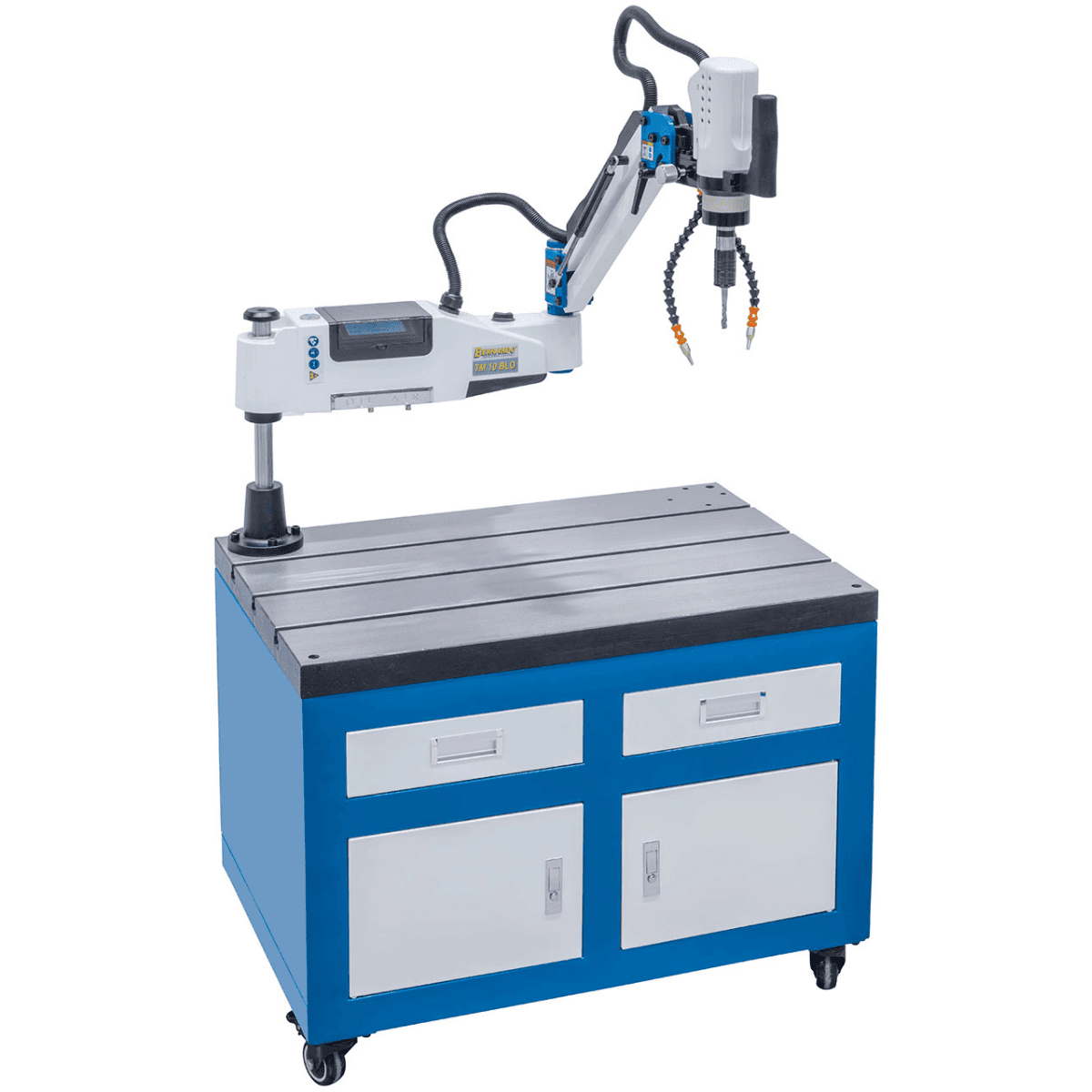 Bernardo Filettatrice elettrica TM 10 BLO / R 1100 con braccio snodato 1100 mm, touchscreen digitale, sistema micro-spray e mandrino rapido di sicurezza