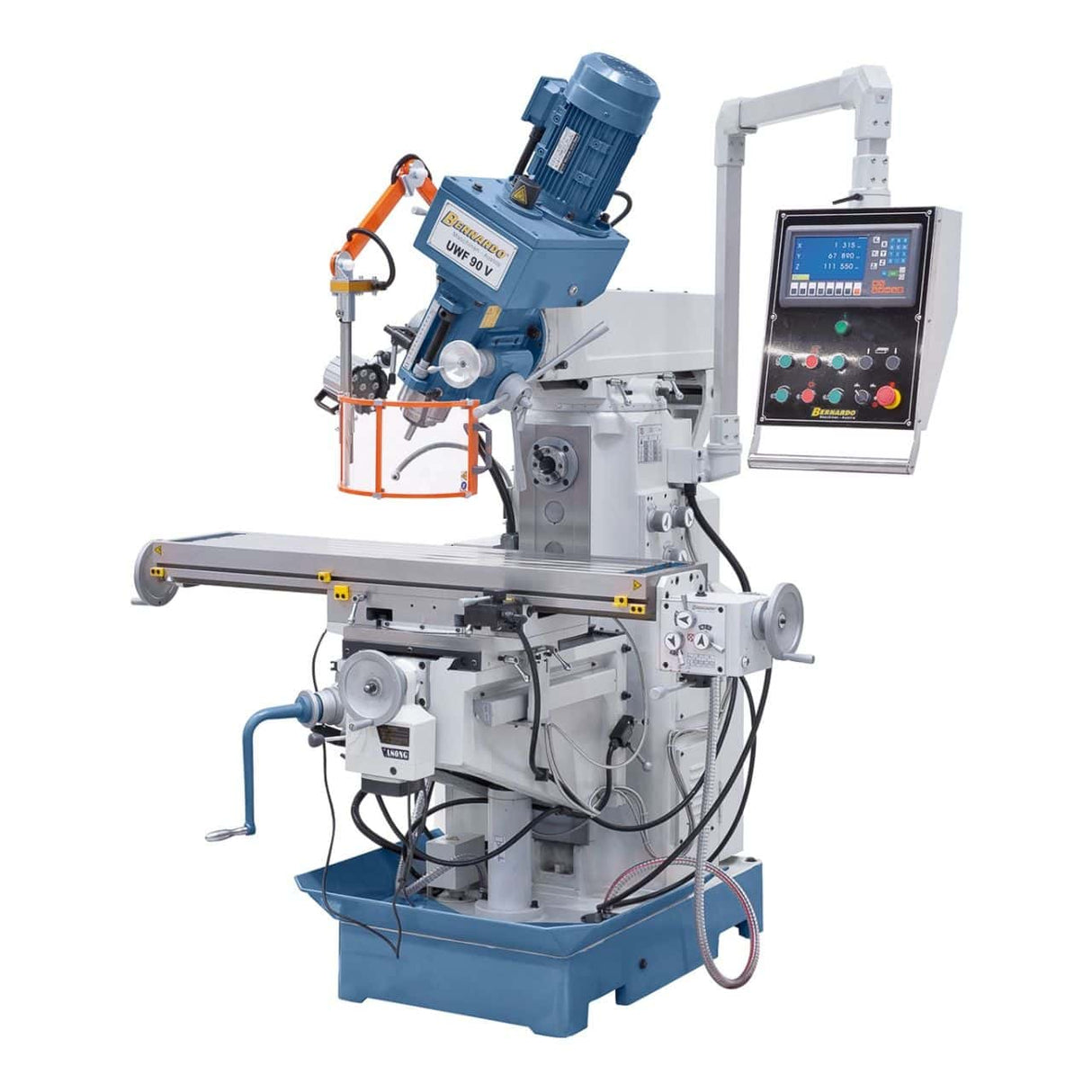Bernardo UWF 90 V Universal Milling Machine – ISO 40, double spindle, 1,270×280 mm table, 2.2+2.2 kW motors, ES-12 H 3-axis DRO