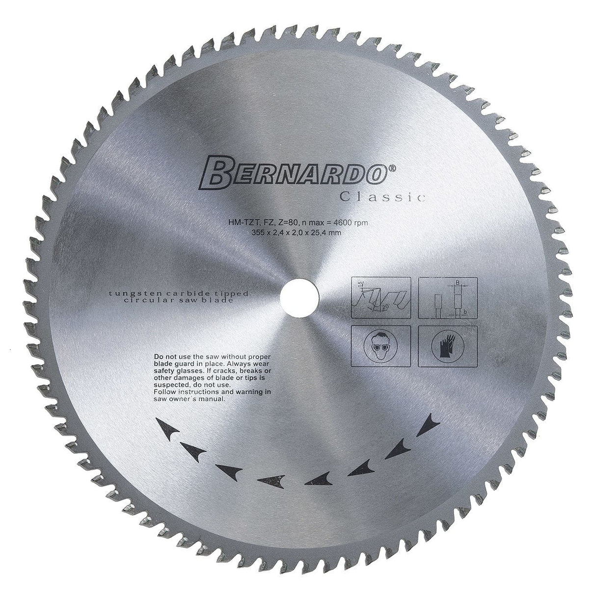 HM blade 355 x 2.4 x 25.4 mm, Z 58 for steel