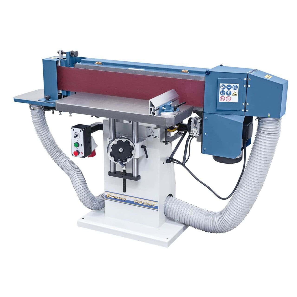 Levigatrice a nastro Bernardo KSM 2600 C con nastro 2600 × 150 mm e sistema oscillante, ideale per lavorazioni professionali su legno.