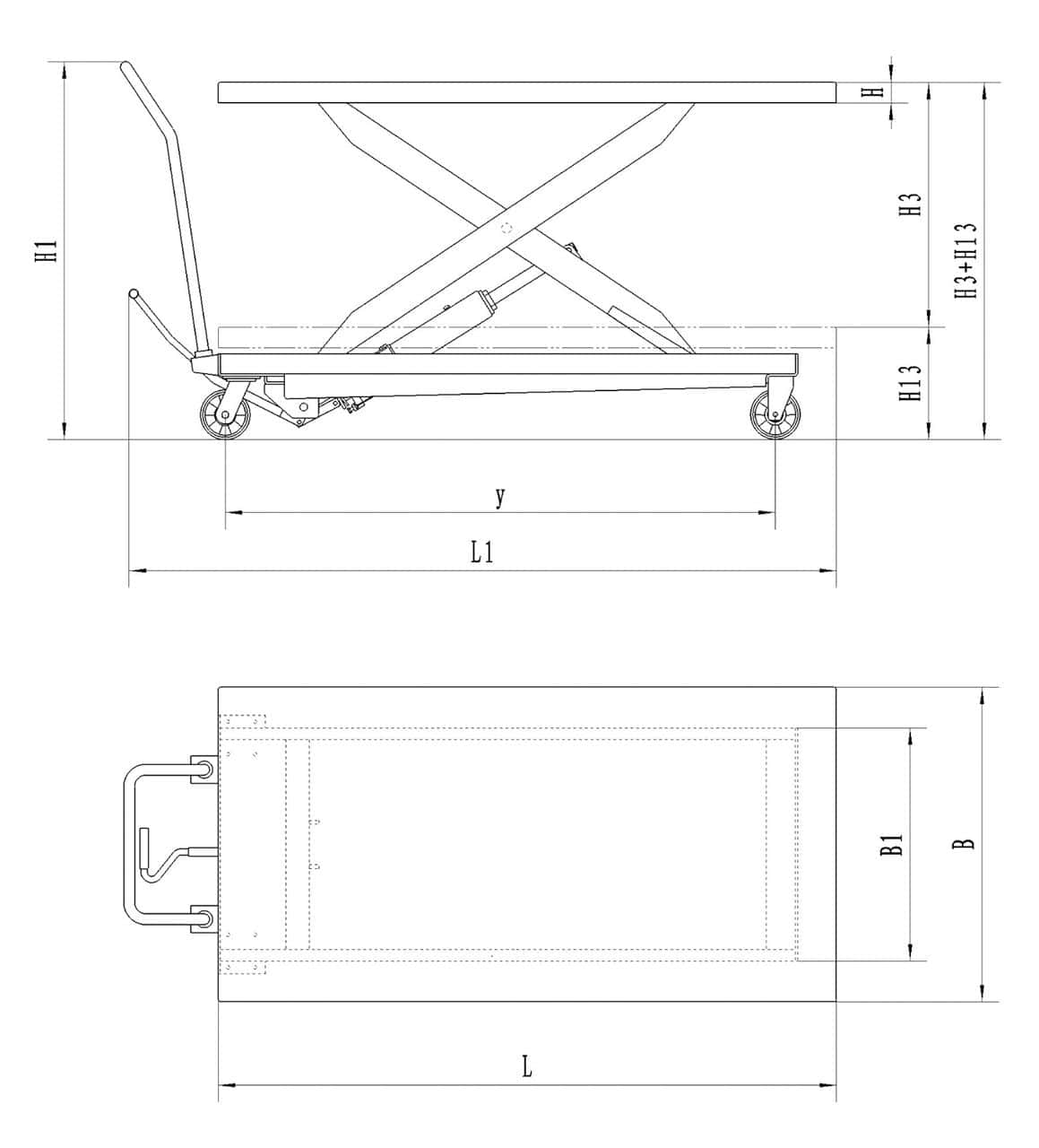 Hydraulic platform lifting table with large top TG 1000
