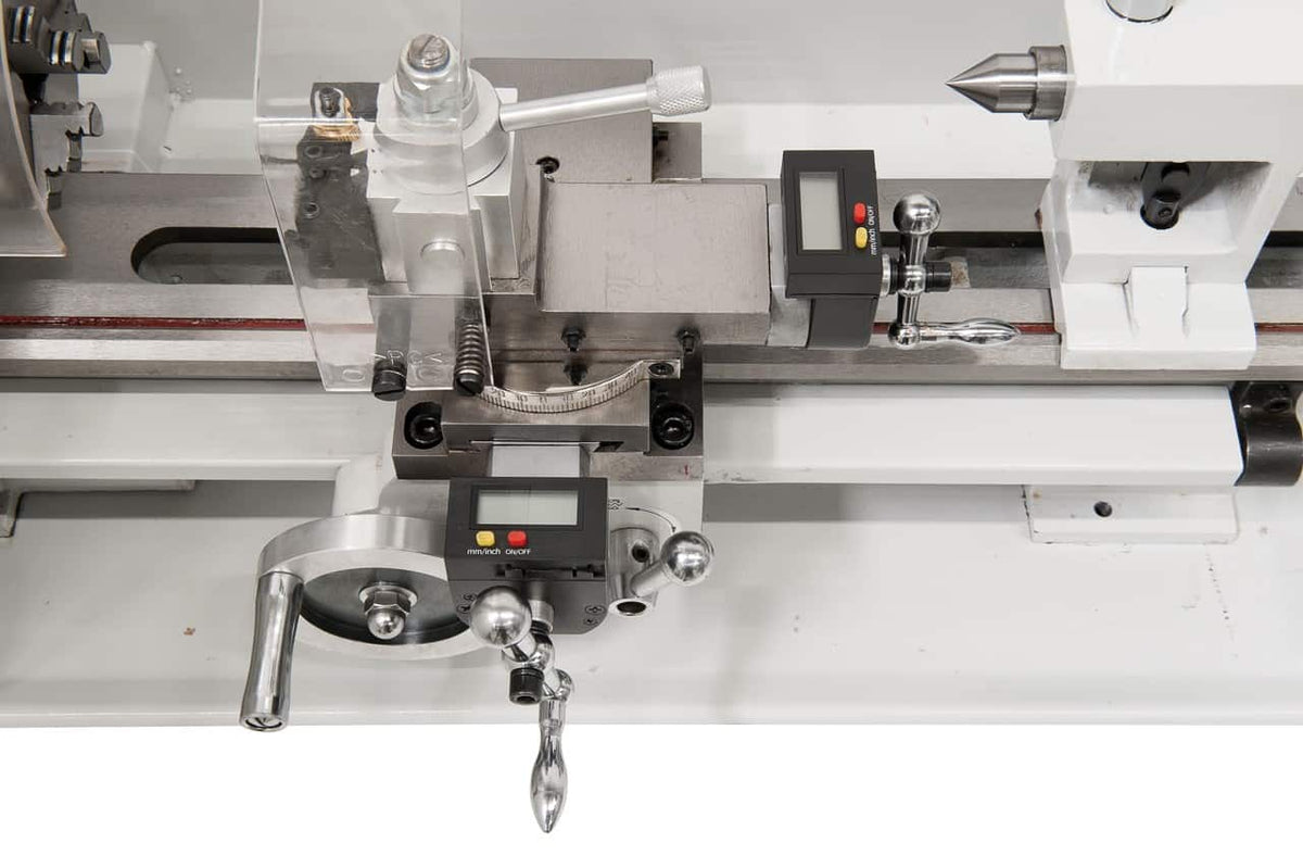 Metal Lathe Bernardo Hobby 350 VDM – center distance 350 mm, digital display for speed + compound rest, automatic feeds, 0.35 kW motor, 230V single-phase, weight 44 kg