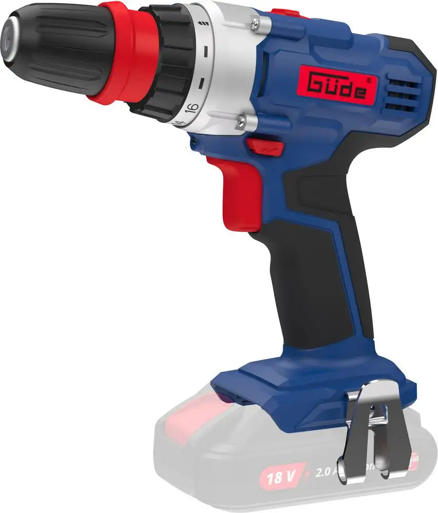 Avvitatore a batteria Guede BS 18-0 II con mandrino removibile, luce LED e impugnatura Softgrip – ideale per avvitare e forare con precisione.