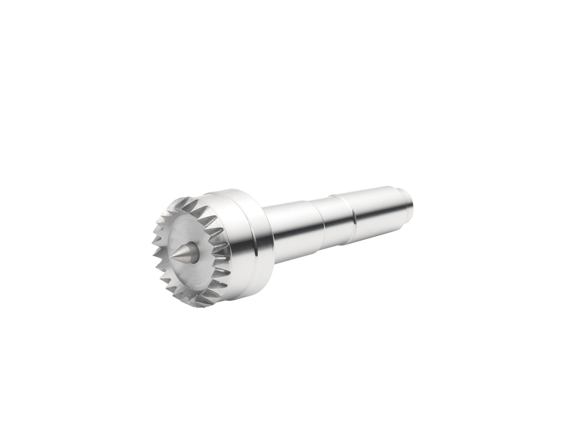 Trascinatore Coronet Hawk multi-dente da 32 mm con punta elastica e cono Morse MT2, ideale per tornitura sicura di pezzi grandi, legni duri e lavorazioni controllate.