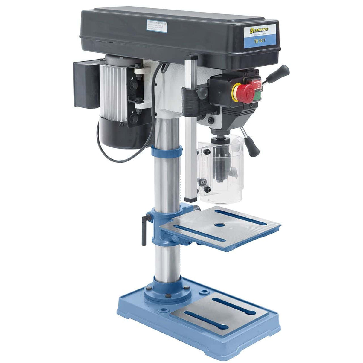 Bernardo TB 14 T entry-level bench drill – drilling Ø 14 mm, Fixed taper B 16, 5 speeds 620-2,620 rpm, 0.37 kW 230V motor, weight 26 kg