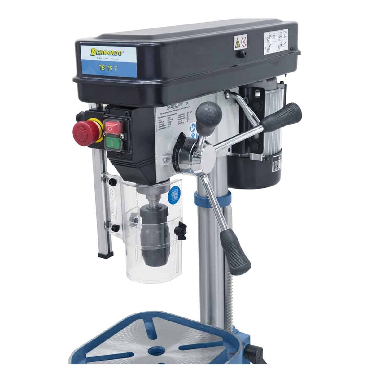 Bernardo TB 16 T / 230 V Entry Level Bench Drill – drilling Ø 16 mm, MT 2 taper, 12 speeds 300-2,550 rpm, 0.55 kW 230V motor, weight 36 kg