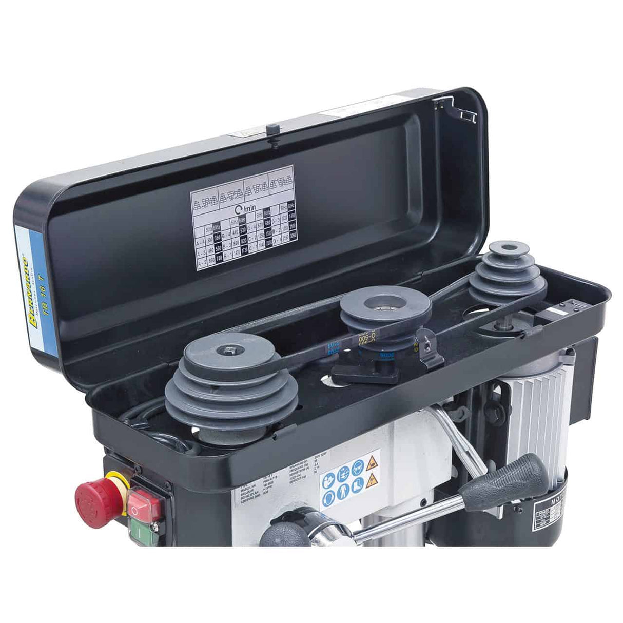 Bernardo TB 16 T / 230 V Entry Level Bench Drill – drilling Ø 16 mm, MT 2 taper, 12 speeds 300-2,550 rpm, 0.55 kW 230V motor, weight 36 kg