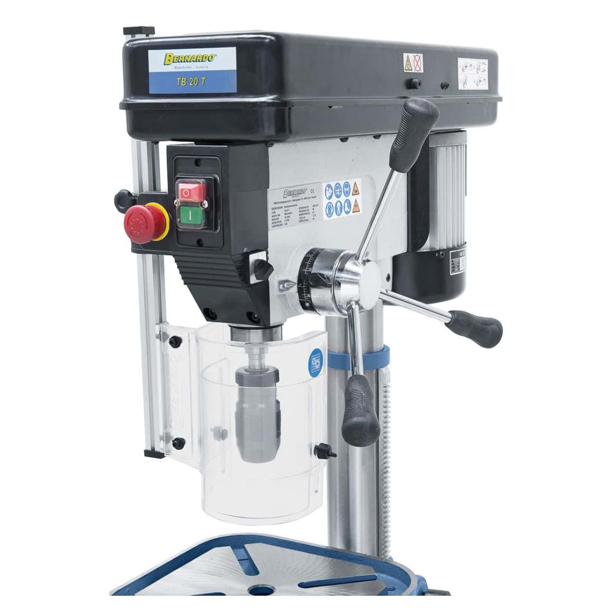 Bernardo TB 20 T / 400 V Entry Level Bench Drill – drilling Ø 20 mm, MT 2 taper, 16 speeds 220-2,840 rpm, 0.55 kW 400V three-phase motor, R/L rotation, weight 54 kg