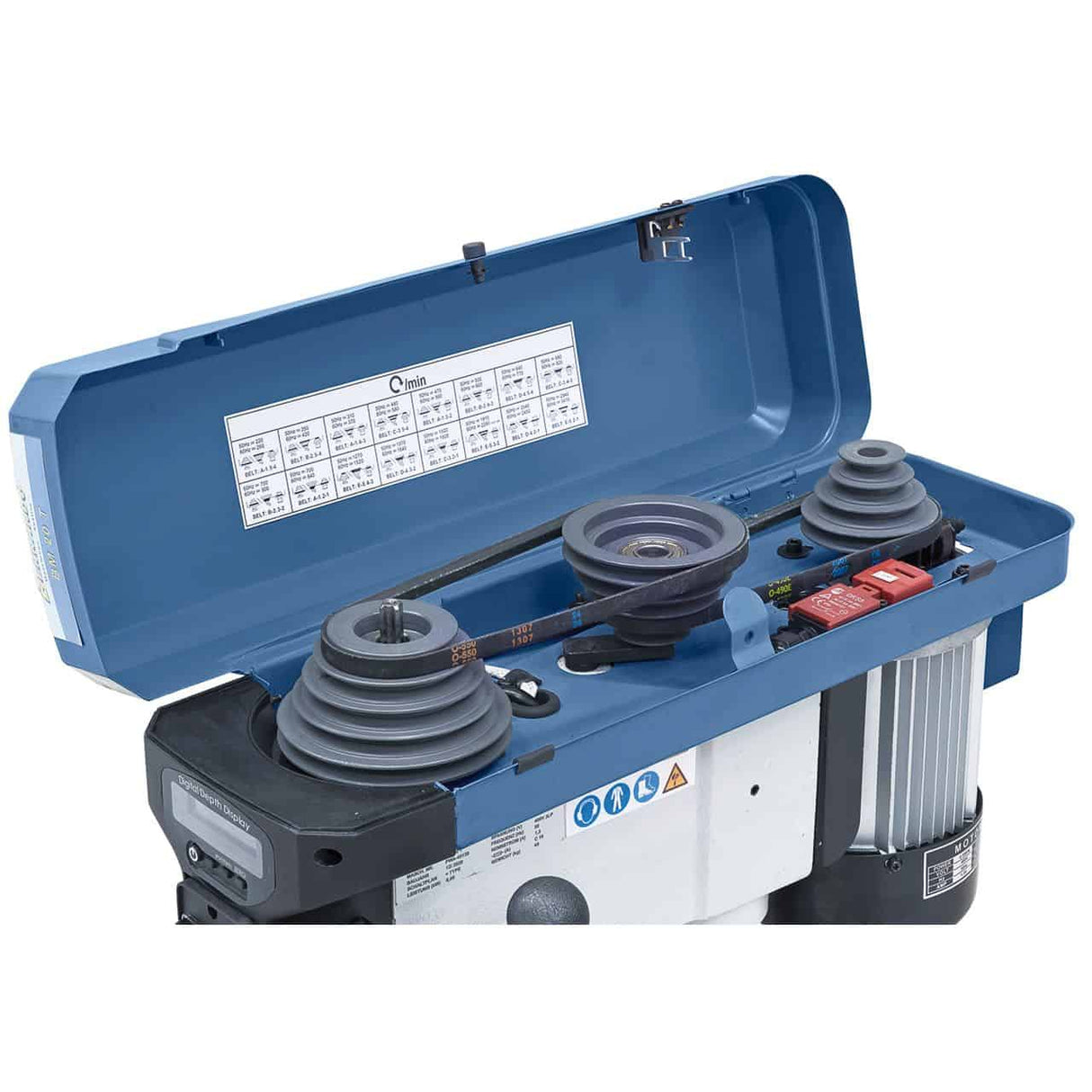 Bench Drill Bernardo BM 20 T / 230 V with digital display and LED – drilling Ø 20 mm, taper MT 2, 16 speeds 220-2,840 rpm, motor 0.55 kW 230V, weight 45 kg