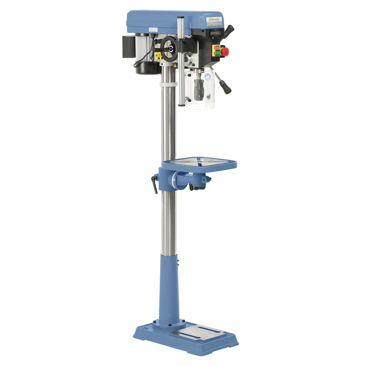 Bernardo Bench Drill Press SBM 16 Vario / 230 V with Vario Speed and Laser – drilling Ø 16 mm, MT 2 taper, stepless speed 400-1,950 rpm, spindle-to-table distance 690 mm, 0.60 kW 230V motor, weight 57 kg
