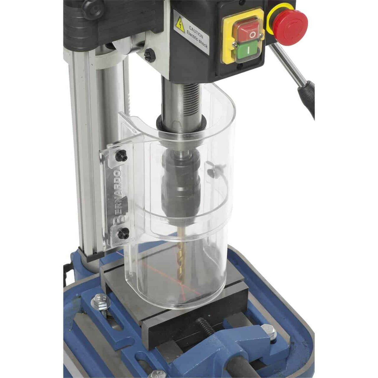 Bernardo Pillar Drill SBM 20 Vario / 400 V with Vario Speed and Laser – drilling Ø 20 mm, MT 2 taper, continuous speed 400-1,950 rpm, spindle-to-table distance 690 mm, 0.90 kW 400V three-phase motor, R/L rotation, weight 68 kg
