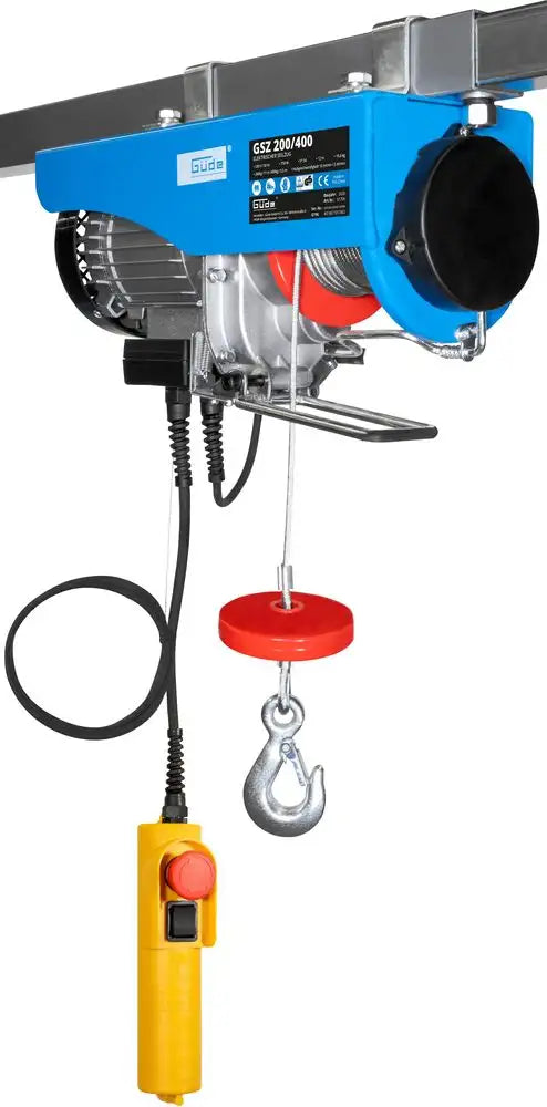Güde GSZ 200/400 electric hoist – 200 kg capacity direct pull or 400 kg with pulley, 12 m rope