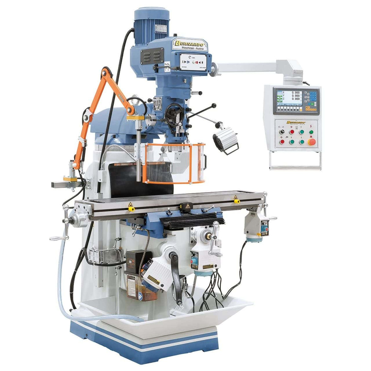 Bernardo MFM 230 Super Multifunction Milling Machine – ISO 40, 60-4,200 rpm variable spindle, ES-12 H 3-axis DRO included