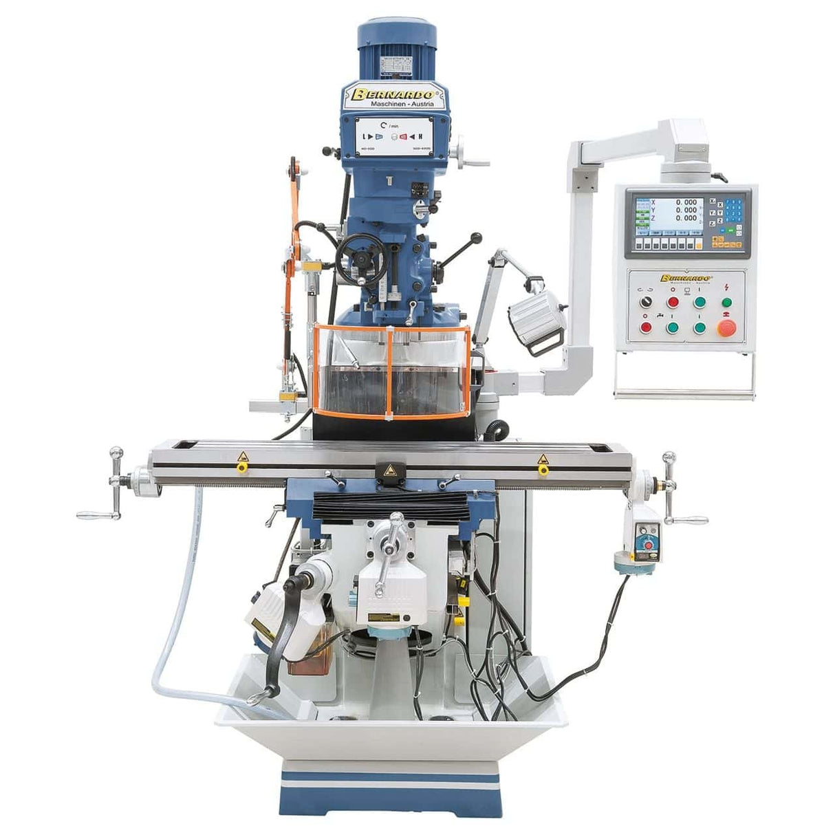 Bernardo MFM 230 Super Multifunction Milling Machine – ISO 40, 60-4,200 rpm variable spindle, ES-12 H 3-axis DRO included