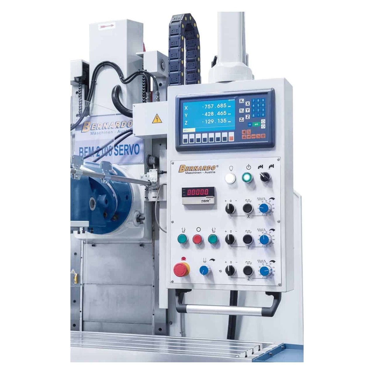 Bernardo BFM 2100 Servo Bed Milling Machine – 2,100×500 mm table, ISO 50, 3-axis digital display