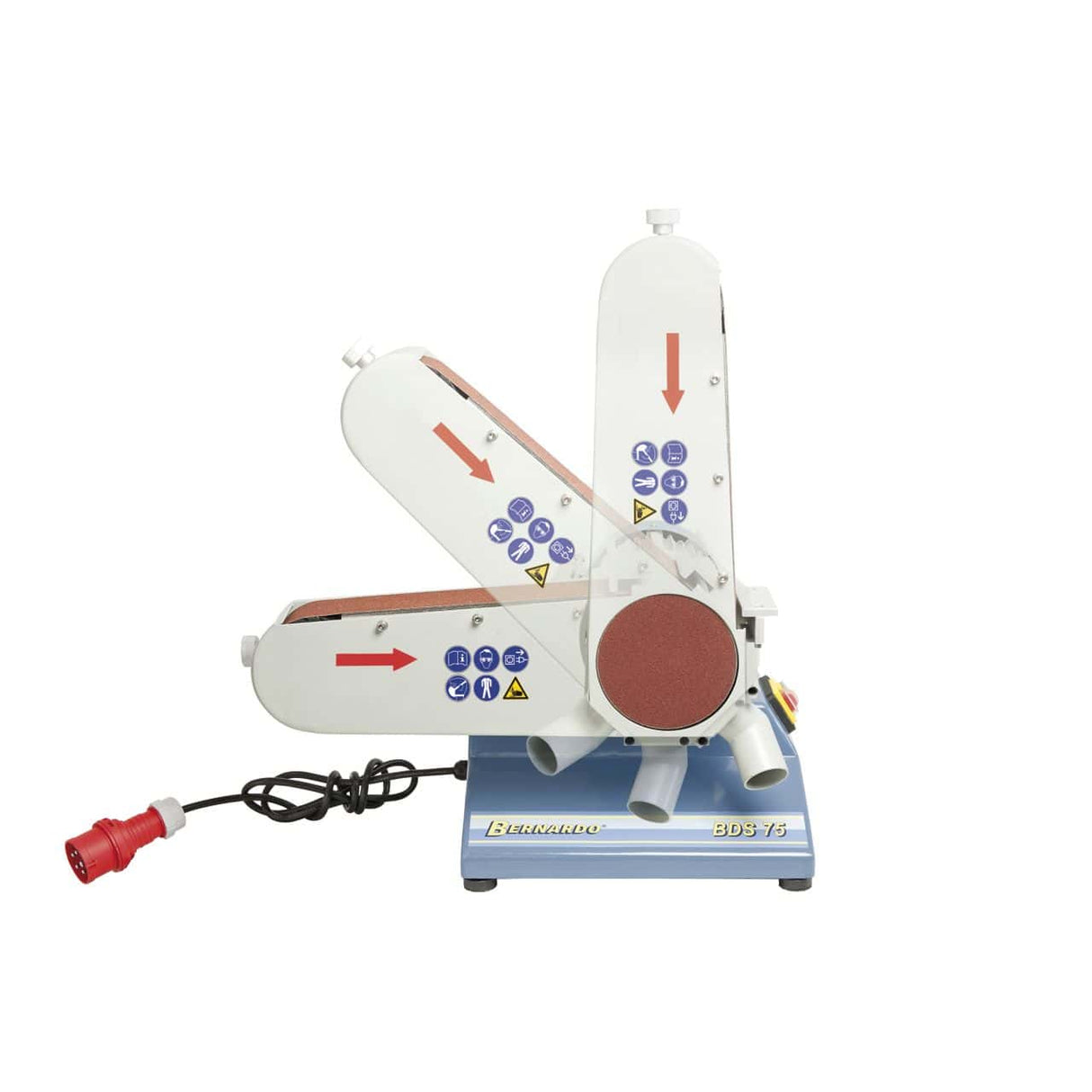 Bernardo BDS 75-2 Belt Sander – belt 75 × 1,180 mm, grinding disc Ø 150 mm, 1.5 kW (S1) motor, 400V three-phase, weight 69 kg