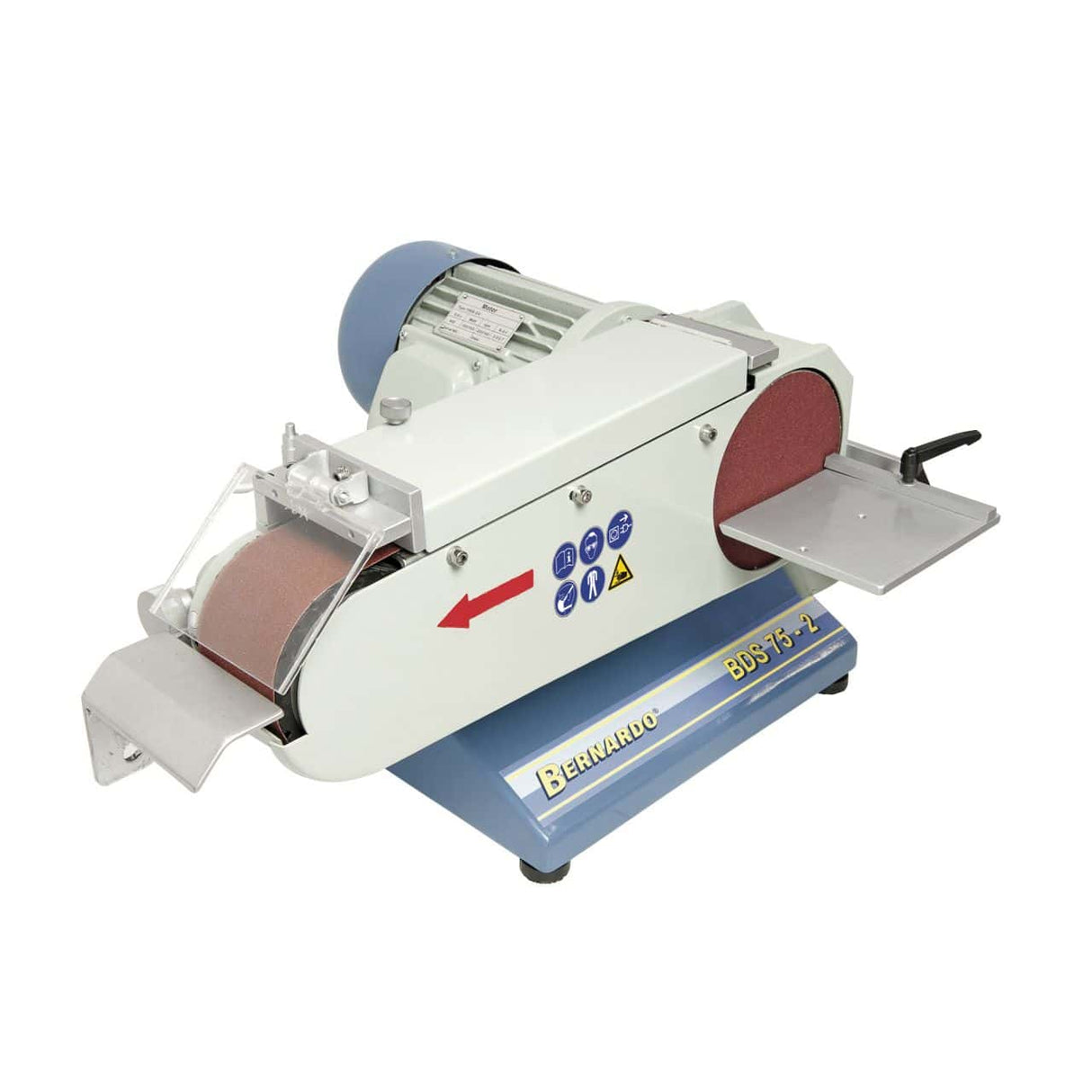 Bernardo BDS 75-2 Belt Sander – belt 75 × 1,180 mm, grinding disc Ø 150 mm, 1.5 kW (S1) motor, 400V three-phase, weight 69 kg