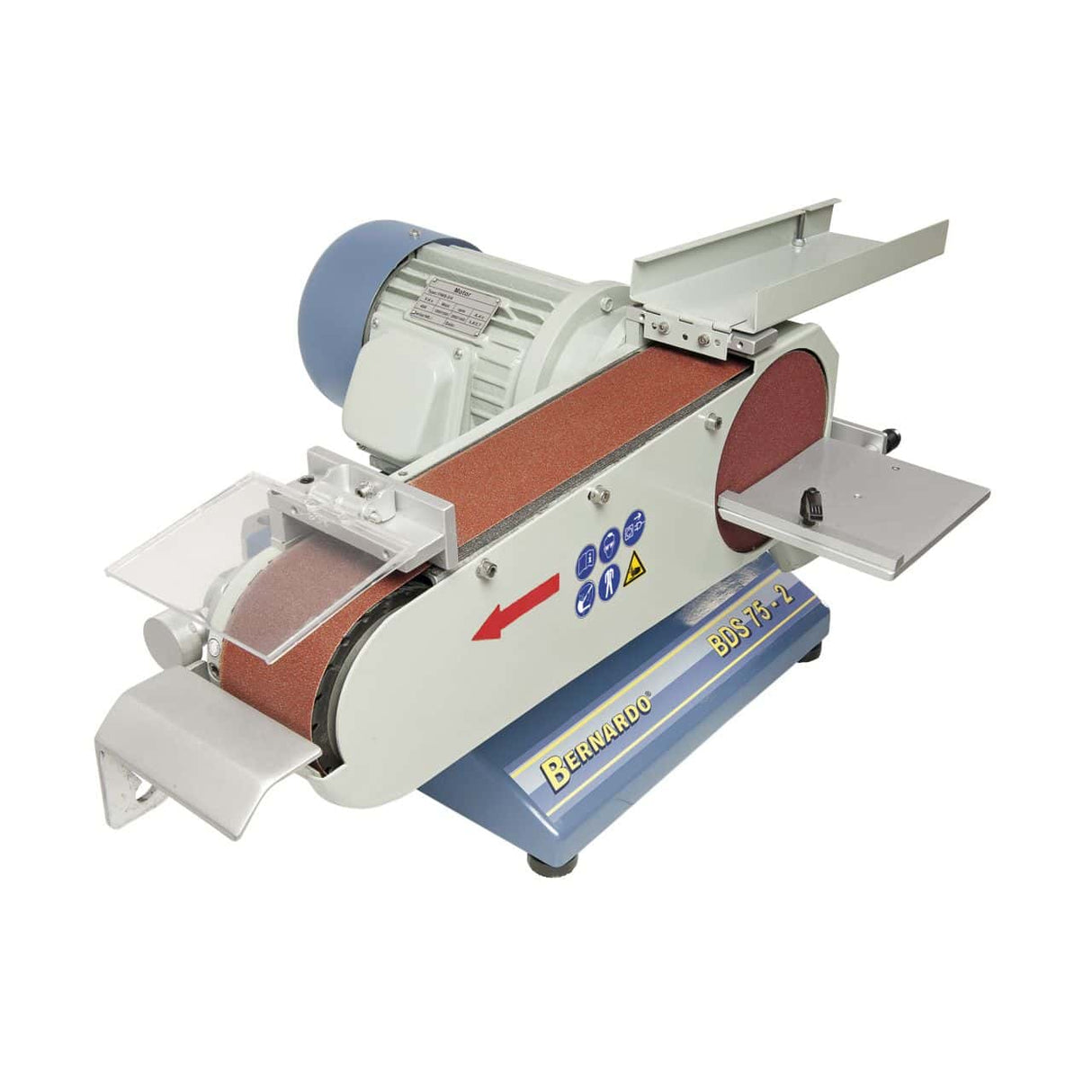 Bernardo BDS 75-2 Belt Sander – belt 75 × 1,180 mm, grinding disc Ø 150 mm, 1.5 kW (S1) motor, 400V three-phase, weight 69 kg