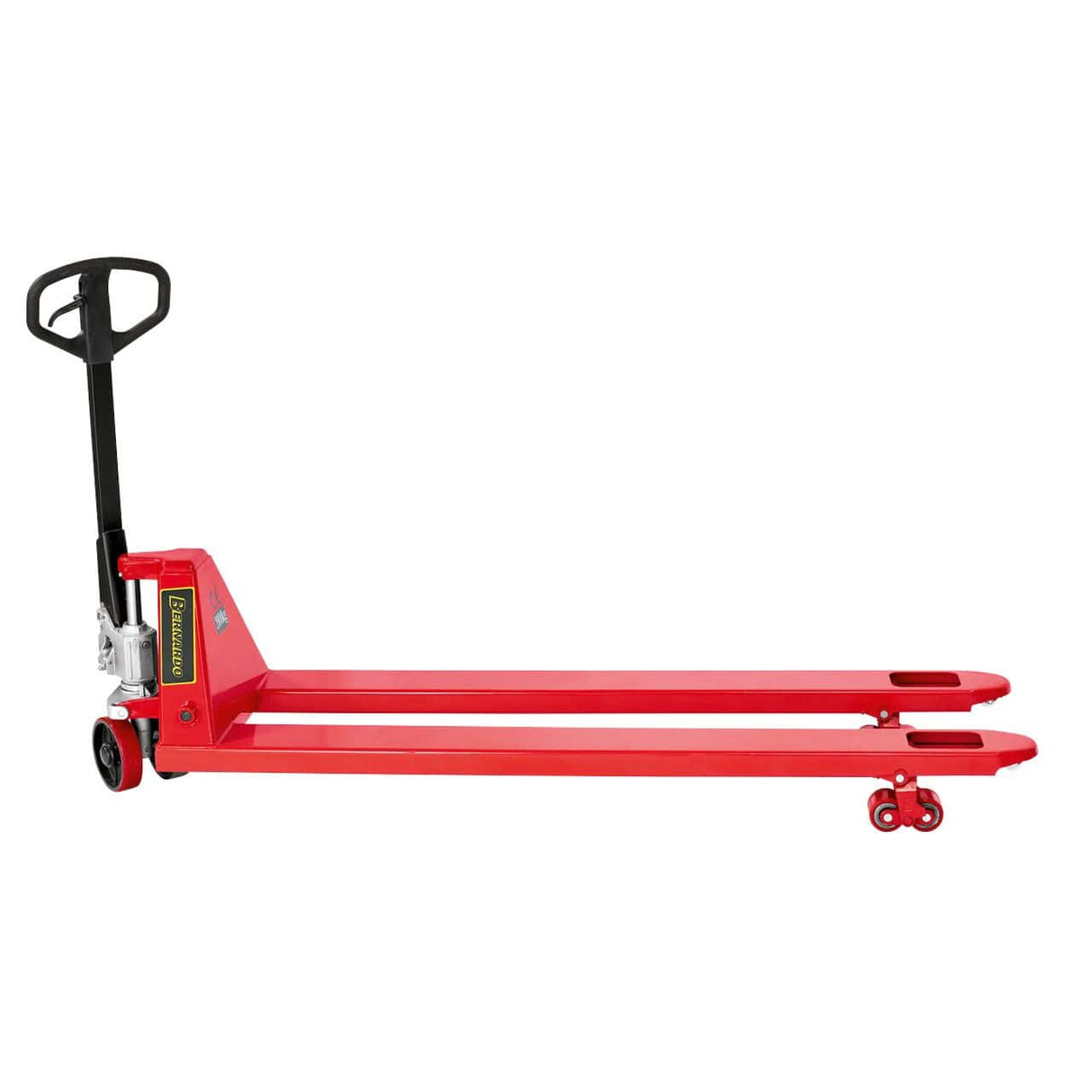 Bernardo PHW 2.0 L-1800 manual pallet truck with long forks – capacity 2,000 kg, 1800 × 160 mm forks for double pallets, max lift 200 mm, weight 125 kg