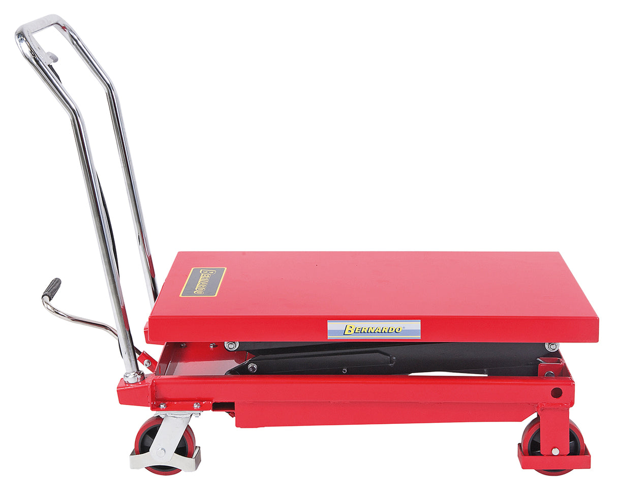 Bernardo BS 350 D manual hydraulic lift table – capacity 350 kg, height 355-1300 mm, table 910 × 500 mm, weight 98 kg