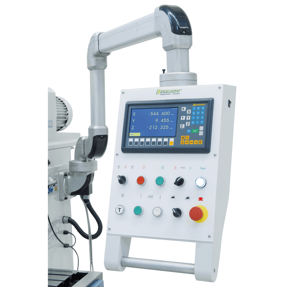 Bernardo UWF 110 Universal Milling Machine – 360° universal head, ISO 40, 1,120×260 mm table, 2.2 kW motor, ES-12 H 3-axis DRO