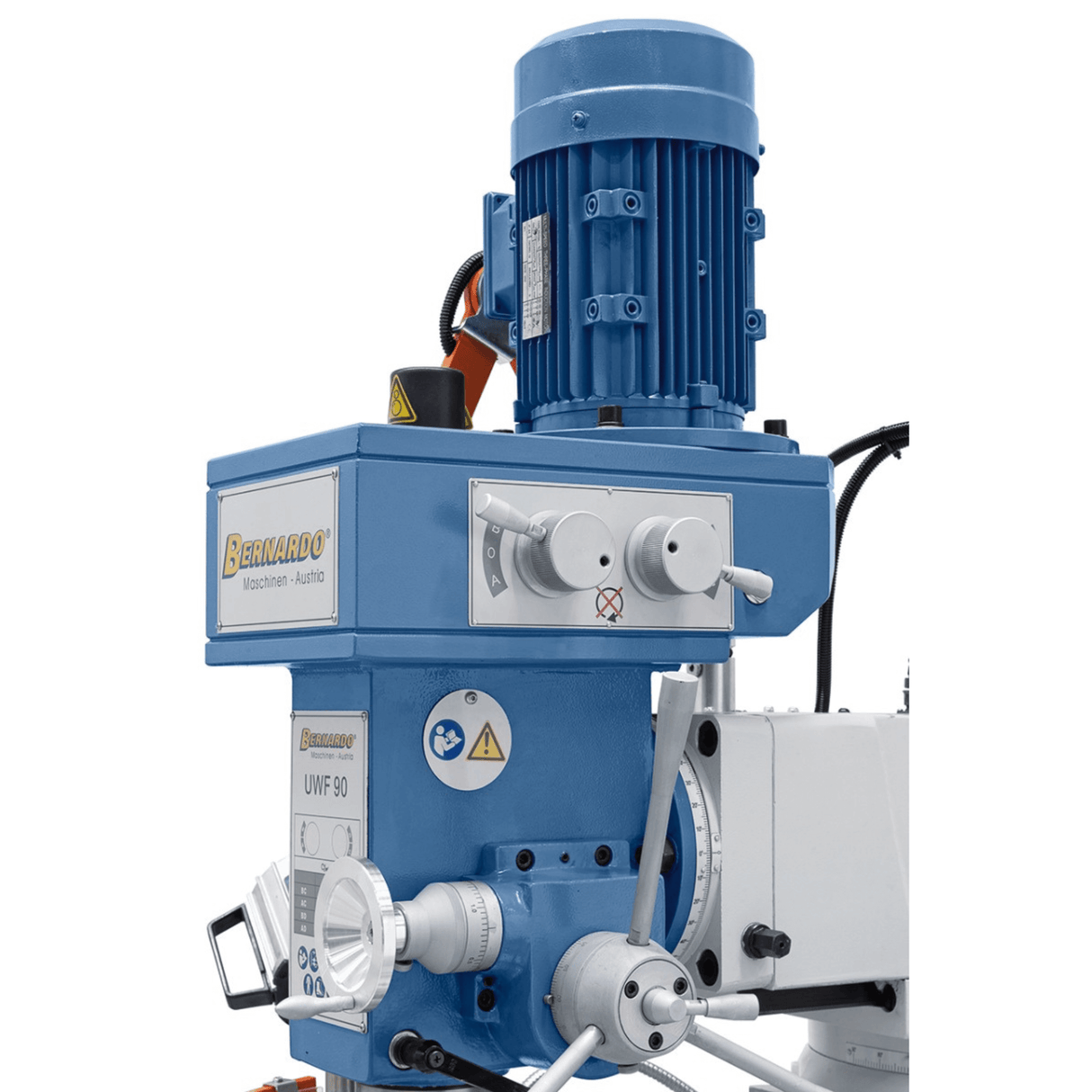 Bernardo UWF 90-1270 Universal Milling Machine – ISO 40, dual spindle, 1,270×280 mm table, 0.85/1.5 kW vertical motor, 3-axis DRO