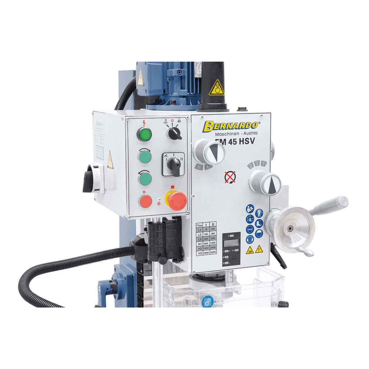 Bernardo FM 45 HSV Drilling/Milling Machine 12-speed 75-3,200 rpm with 3-axis DRO ES-12 V
