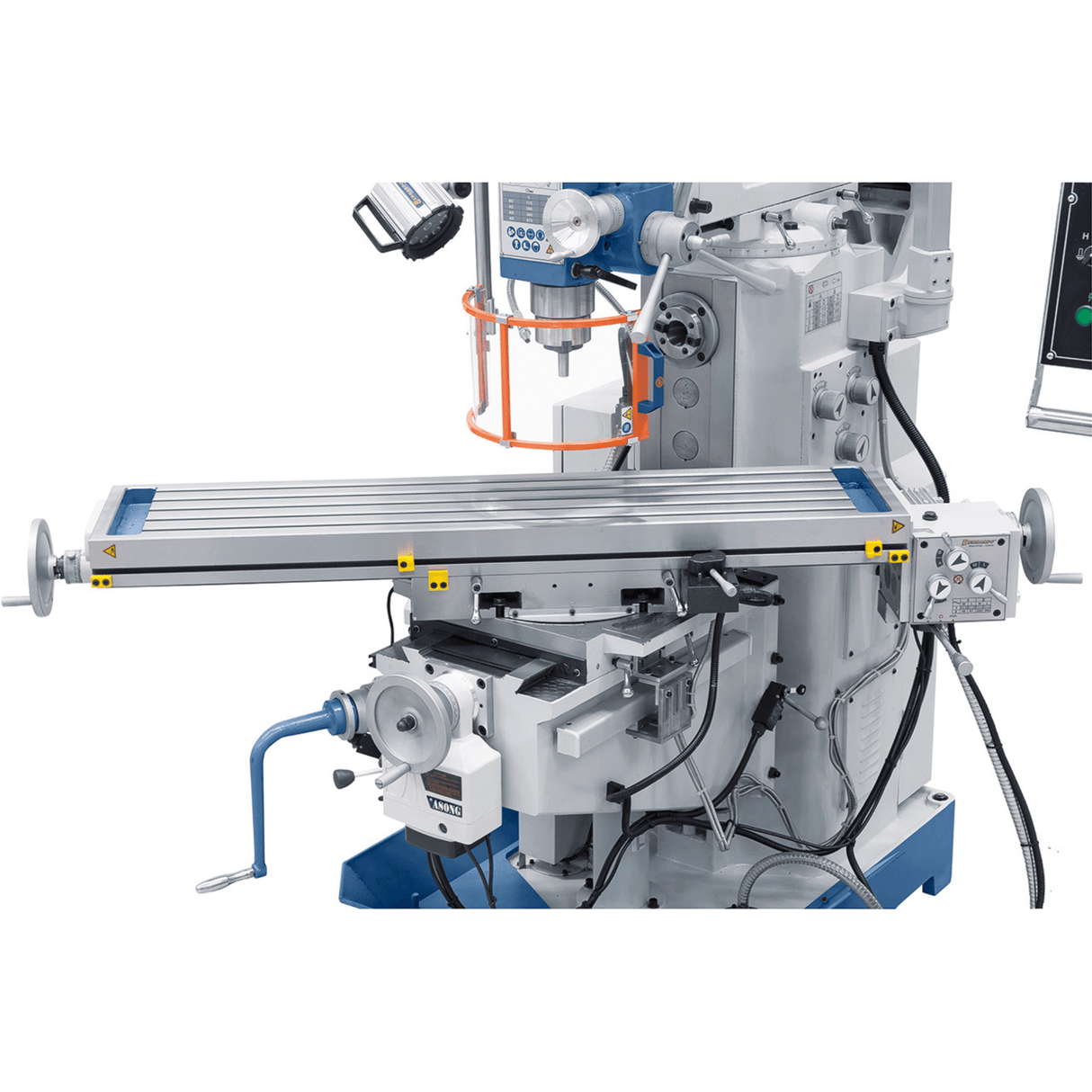 Bernardo UWF 90-1270 Universal Milling Machine – ISO 40, dual spindle, 1,270×280 mm table, 0.85/1.5 kW vertical motor, 3-axis DRO