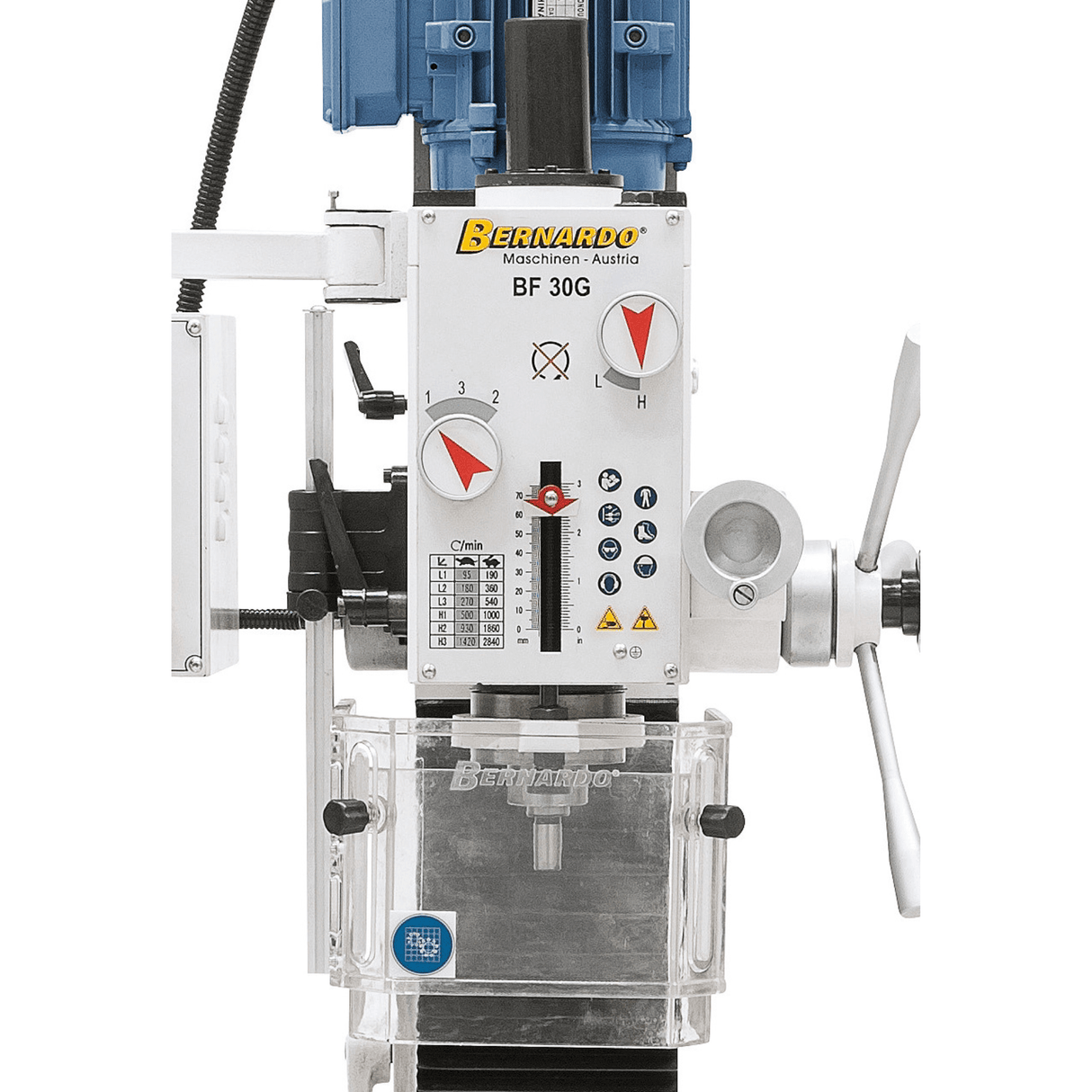Bernardo BF 30 G drill-milling machine, mechanical gear, 12 speeds 95-2,840 rpm, drilling Ø30 mm