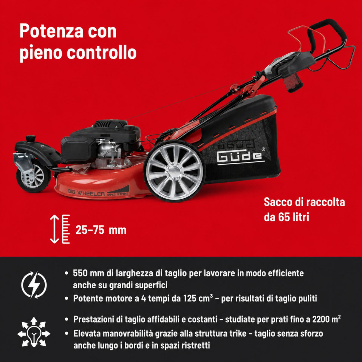 Güde Three-Wheel Lawn Mower BIG WHEELER 554.2 R