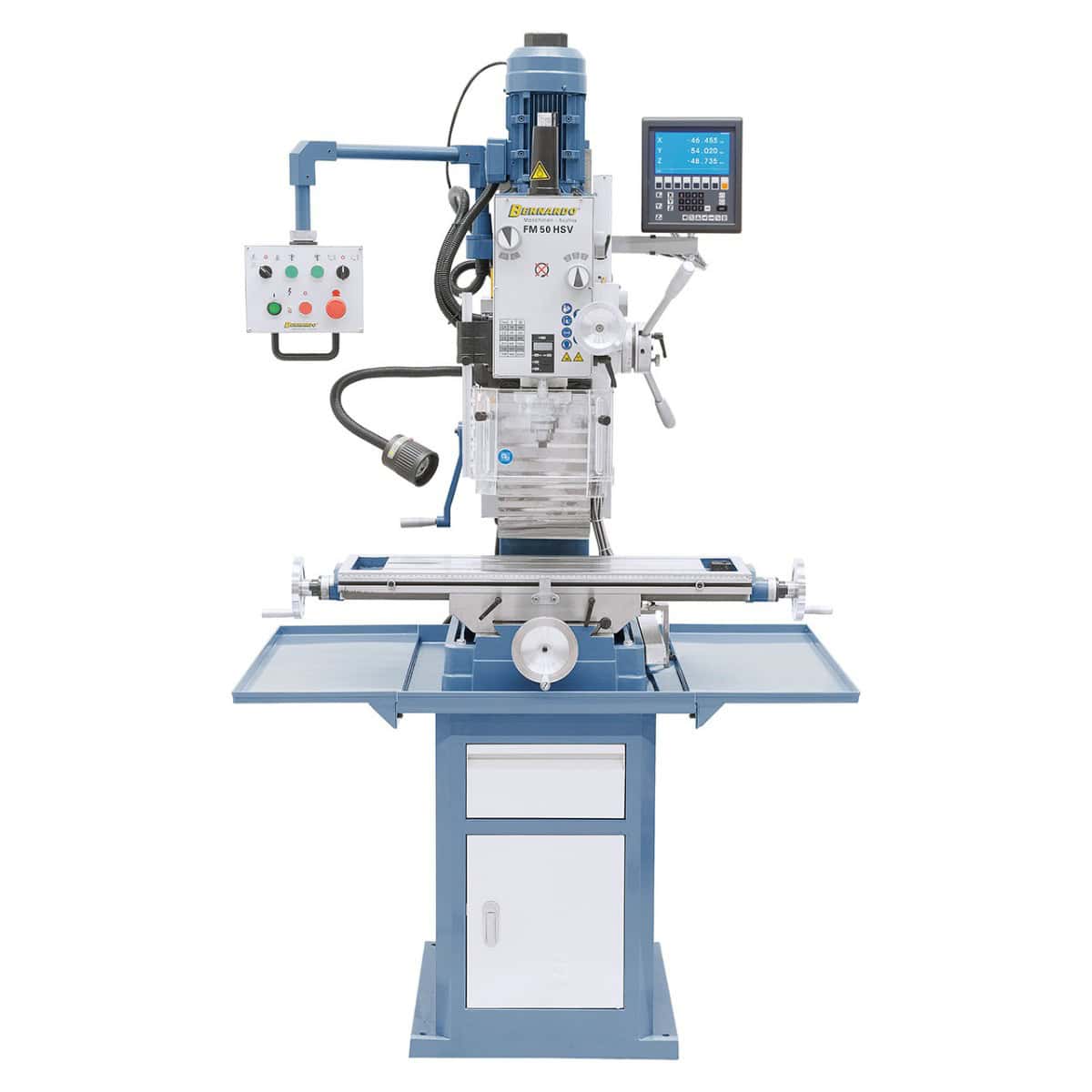 Bernardo FM 50 HSV Drill-Milling Machine 12 Speeds 75-3,200 rpm with Motorized Headstock Lift and 3-Axis DRO