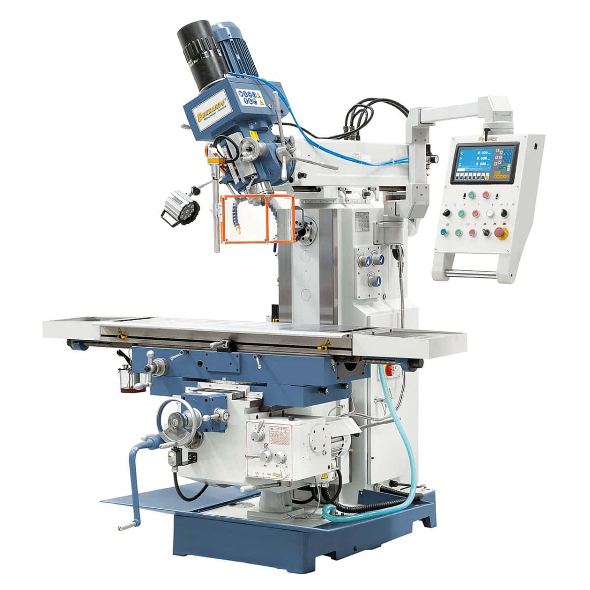 Bernardo UWF 95 N Universal Milling Machine – ISO 40, pneumatic clamping DIN 2080, table 1,600×360 mm, motors 2.2+2.2 kW, 3-axis DRO, weight 2,200 kg