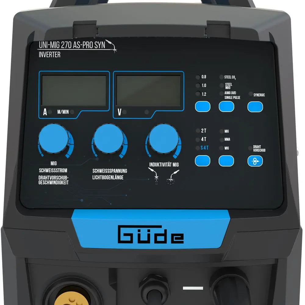 Multi-process welder Güde Uni-Mig 270 AS-Pro SYN – three-phase 400V inverter, MIG/MAG, MMA, flux-cored and TIG
